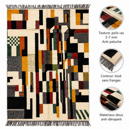 Tapis Mrirt écru à mosaïque de blocs colorés