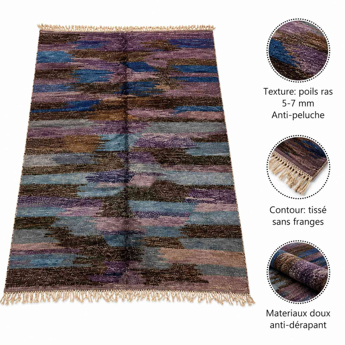 Tapis Mrirt bleu gris moucheté grand format