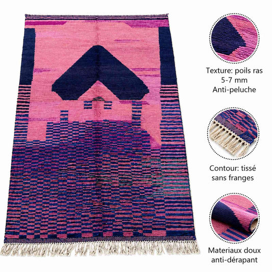 Tapis Mrirt rose et bleu nuit à dégradé moderne