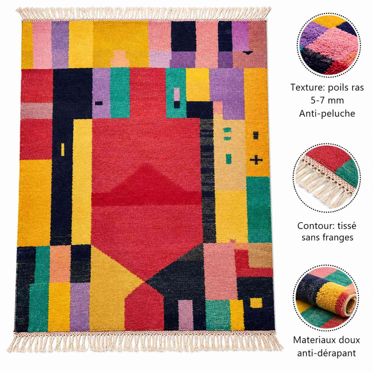Tapis Mrirt color block multicolore art moderne