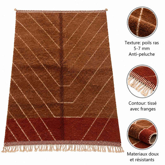 Tapis Mrirt bicolore brun caramel et terracotta