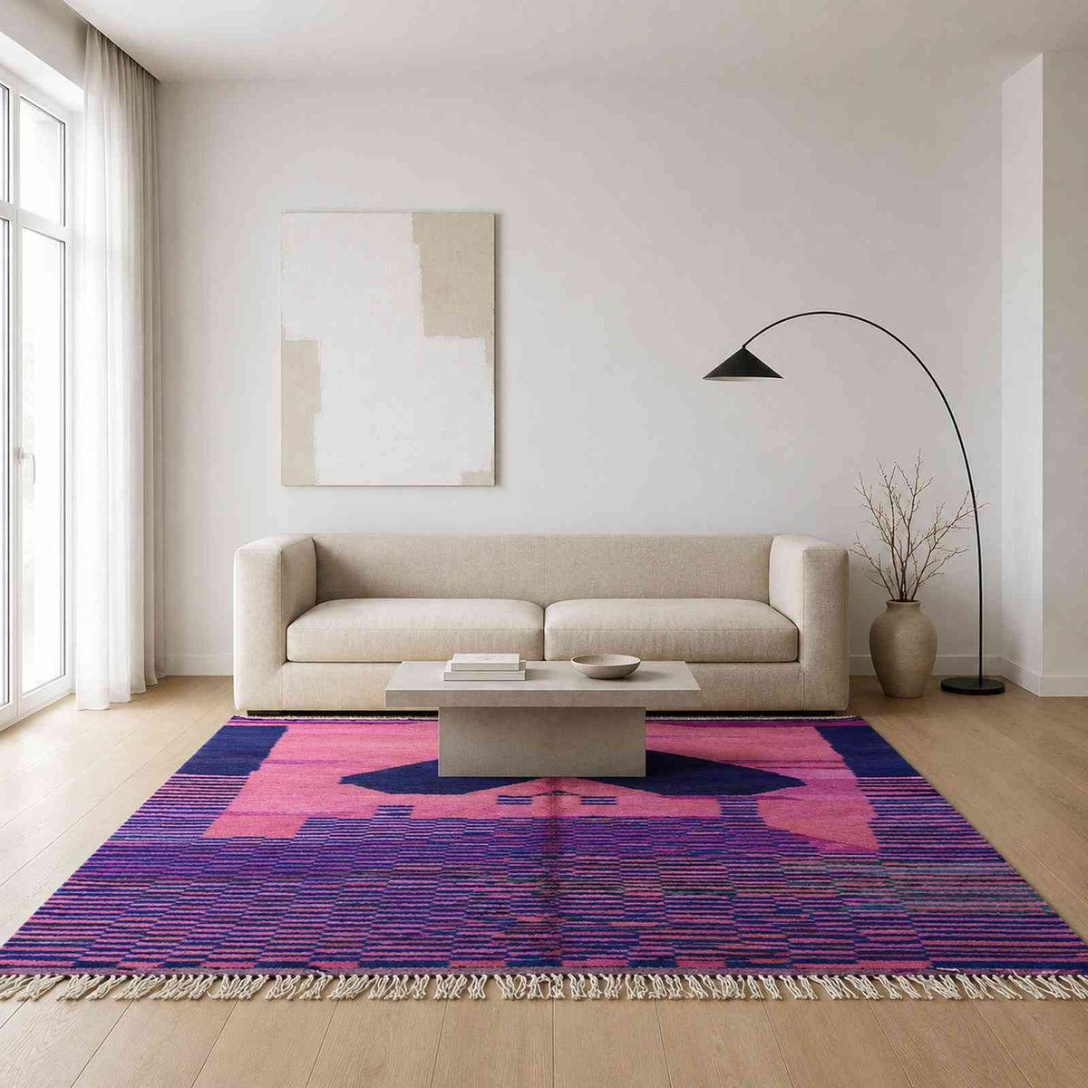 Tapis Mrirt rose et bleu nuit à dégradé moderne