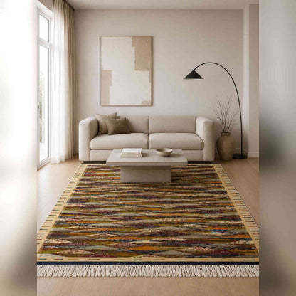 Tapis Jacquard losanges multicolores ton chaud