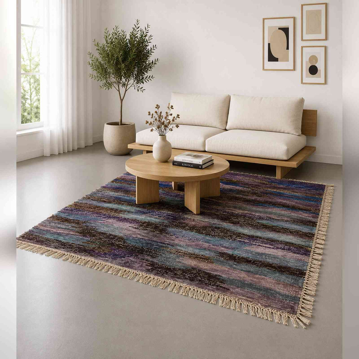 Tapis Mrirt bleu gris moucheté grand format