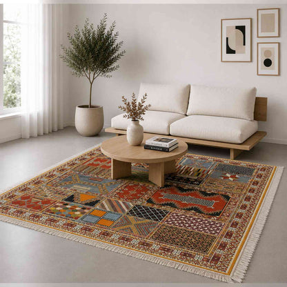 Tapis Aït Ouaouzguite patchwork vintage à bordure ornée
