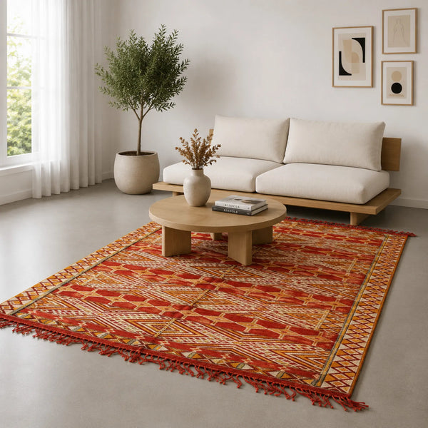 Tapis Aït Ouaouzguite rouge – Taznakht géométrique laine