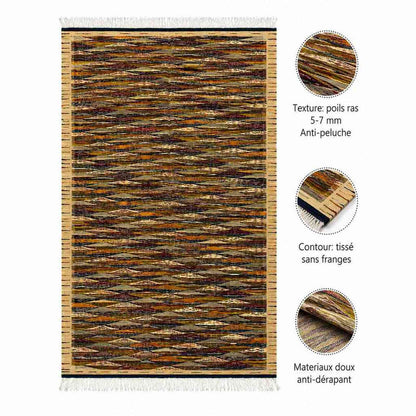 Tapis Jacquard losanges multicolores ton chaud