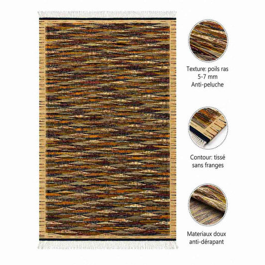 Tapis Jacquard losanges multicolores ton chaud