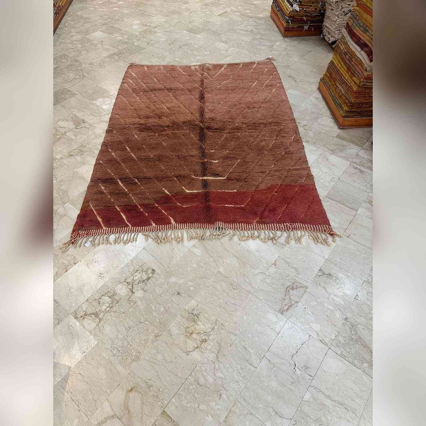 Tapis Mrirt bicolore brun caramel et terracotta
