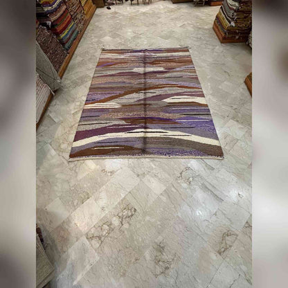 Tapis Mrirt vagues terracotta mauve et crème