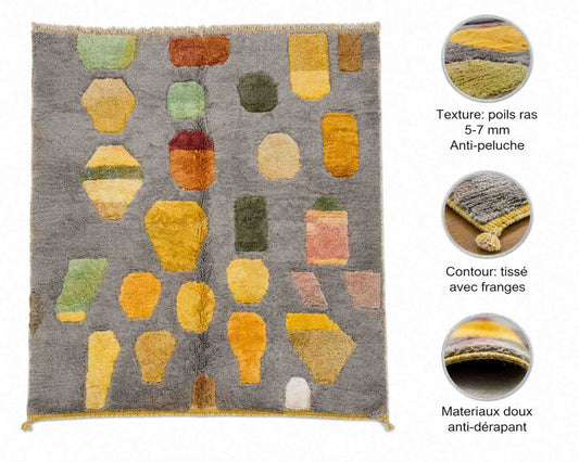 Tapis Beni Ourain écru losange – velours laine naturelle