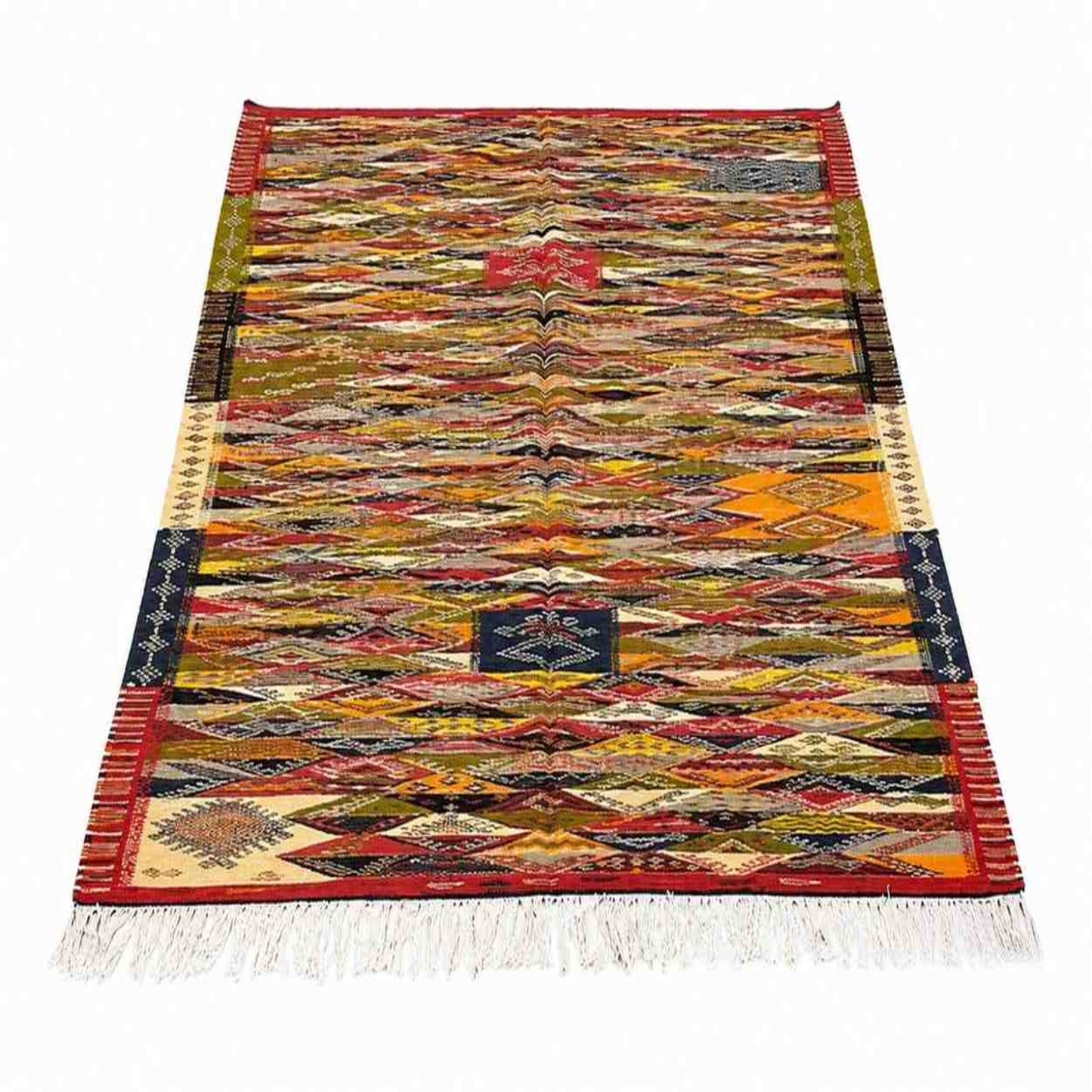 Tapis Jacquard mosaïque multicolore à motifs berbères