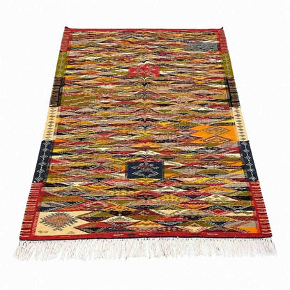 Tapis Jacquard mosaïque multicolore à motifs berbères