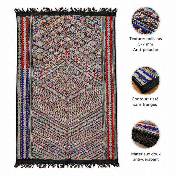 Tapis Zayane sumak fin – tissage plat berbère losanges